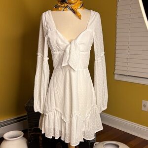 Thatssofetch Sheer White Polka Dot Dress